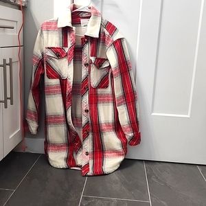 Aerie red and white plaid shacket